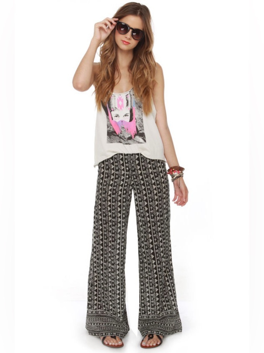 Billabong Cosima Pull-On Black Print Pants Size S